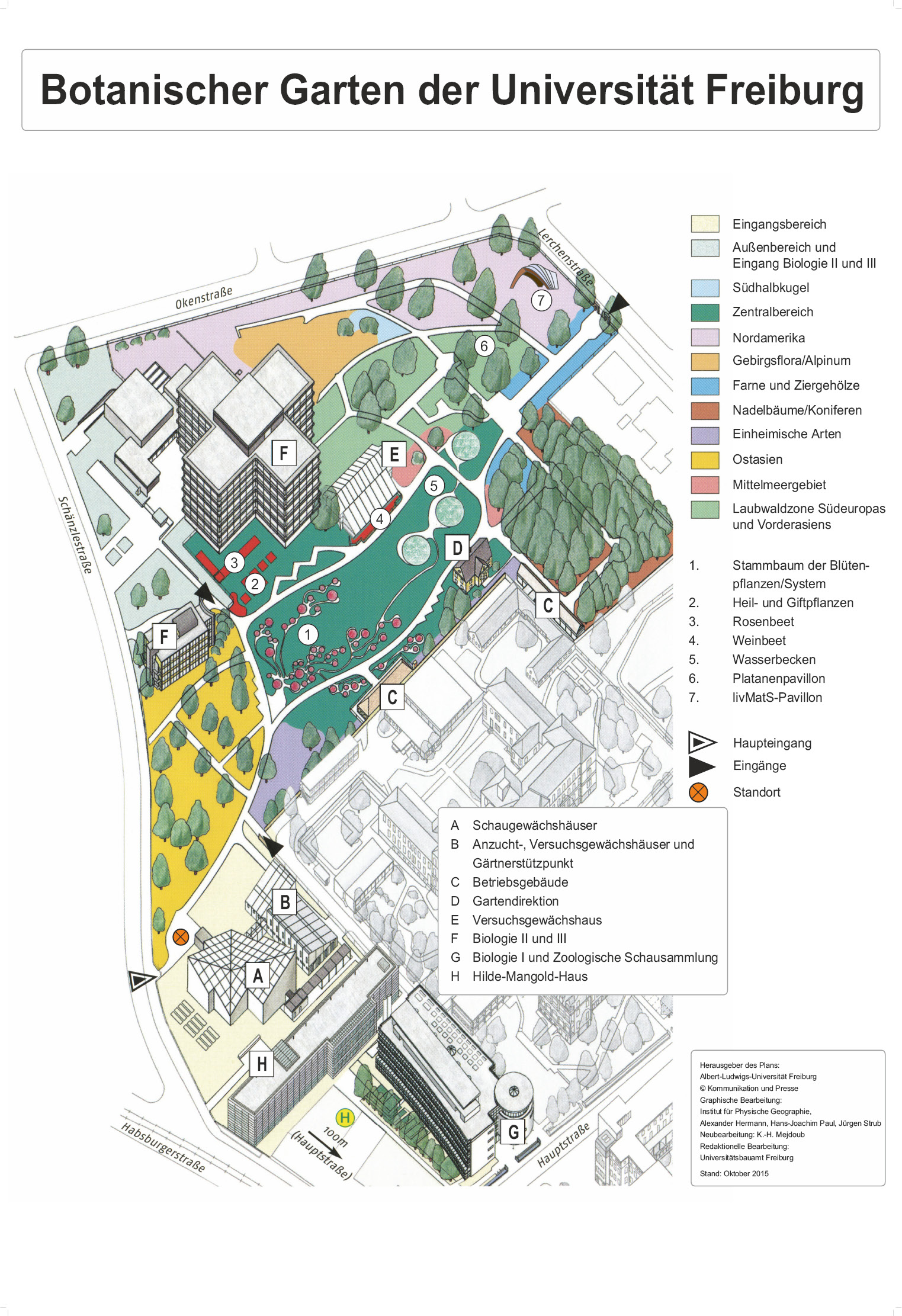 Lageplan des Botanischen Gartens Freiburg