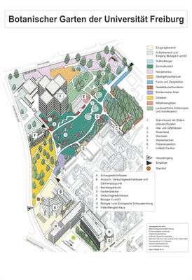 Lageplan des Botanischen Gartens Freiburg